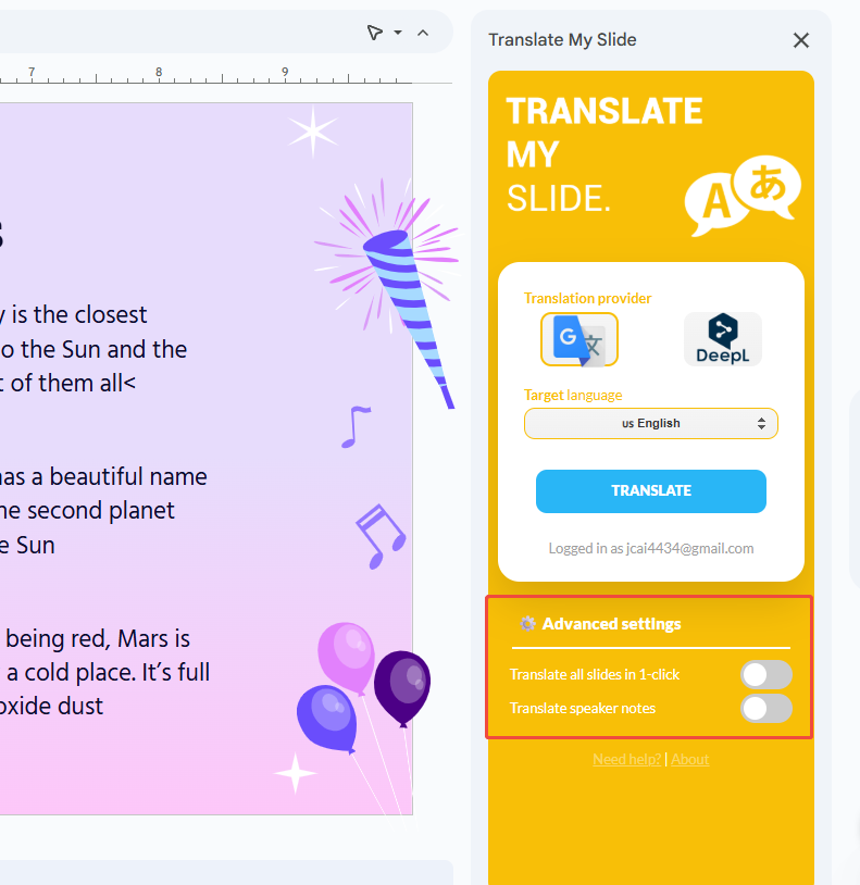 ensure all the slide