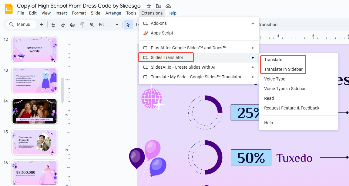 choose translate type