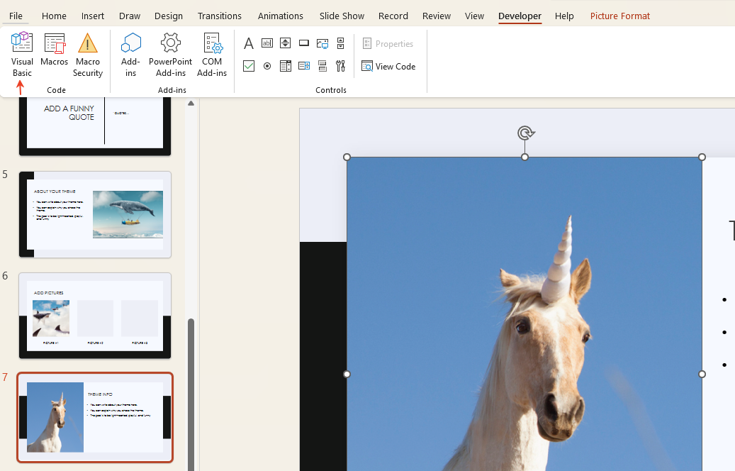 hit visual basic in ppt width=