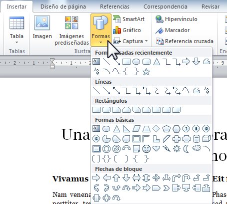 Insertar forma como rama de mapa mental