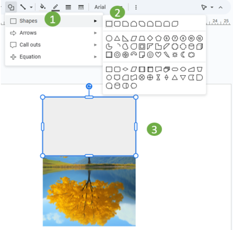 overlay shape on image in google slides for gradient effect