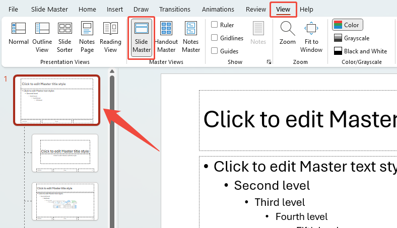 how to access master slide in powerpoint