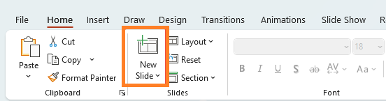 add new slide to create comparision ppt slide