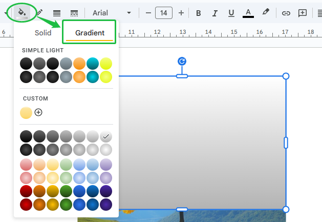 apply gradient fill to shape for google slides transparency