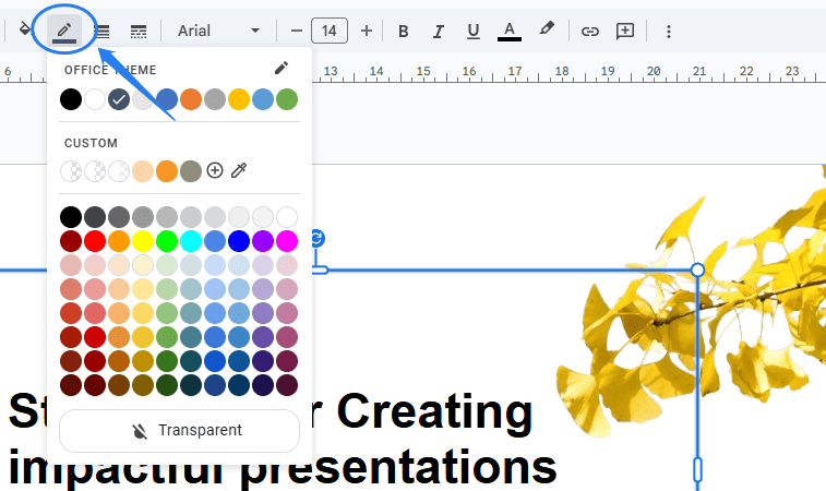 change color for google slides border