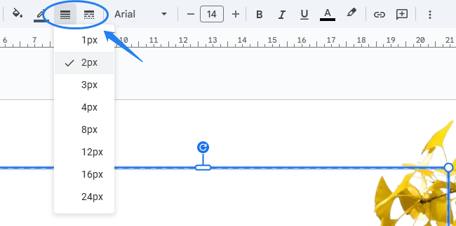 set google slides weight and dash