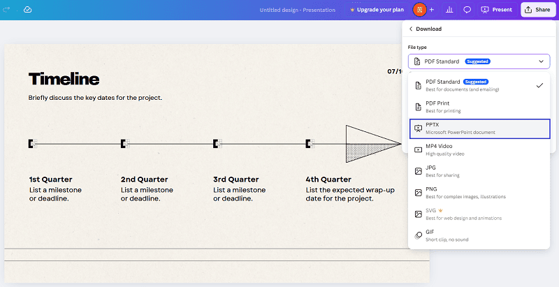 export canva as pptx
