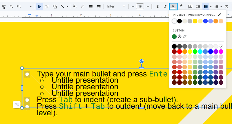 change bullet point color on google slides