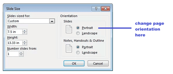 change powerpoint to portrait