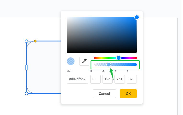 change shape opacity in google slides