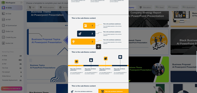 choose a template with timeline