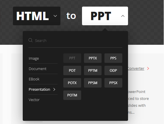 choose converted file format