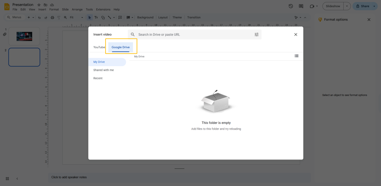 choose target video from google drive