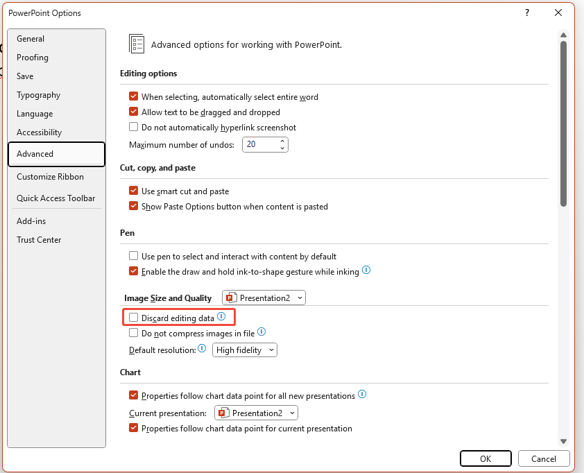 discard editing data