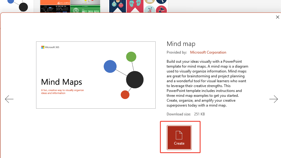click create to insert mind map in ppt