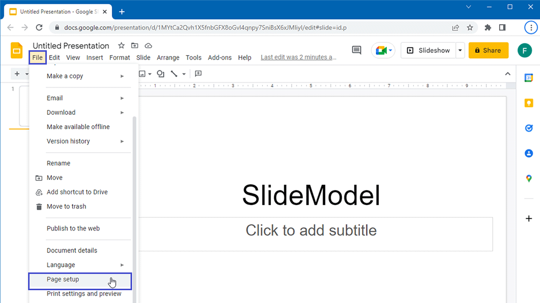 click google slide page up