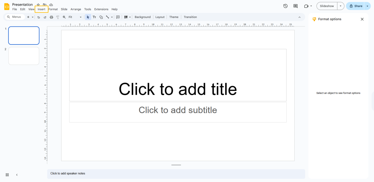 click insert in top menu