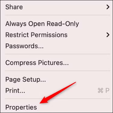 click propertoes on mac