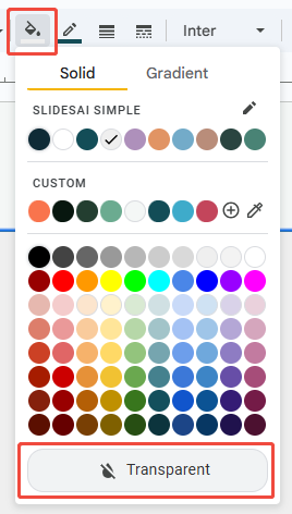 make shape complete transparent in google slide