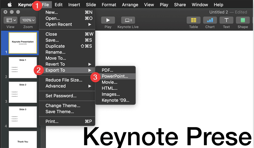 export keynote to powerpoint