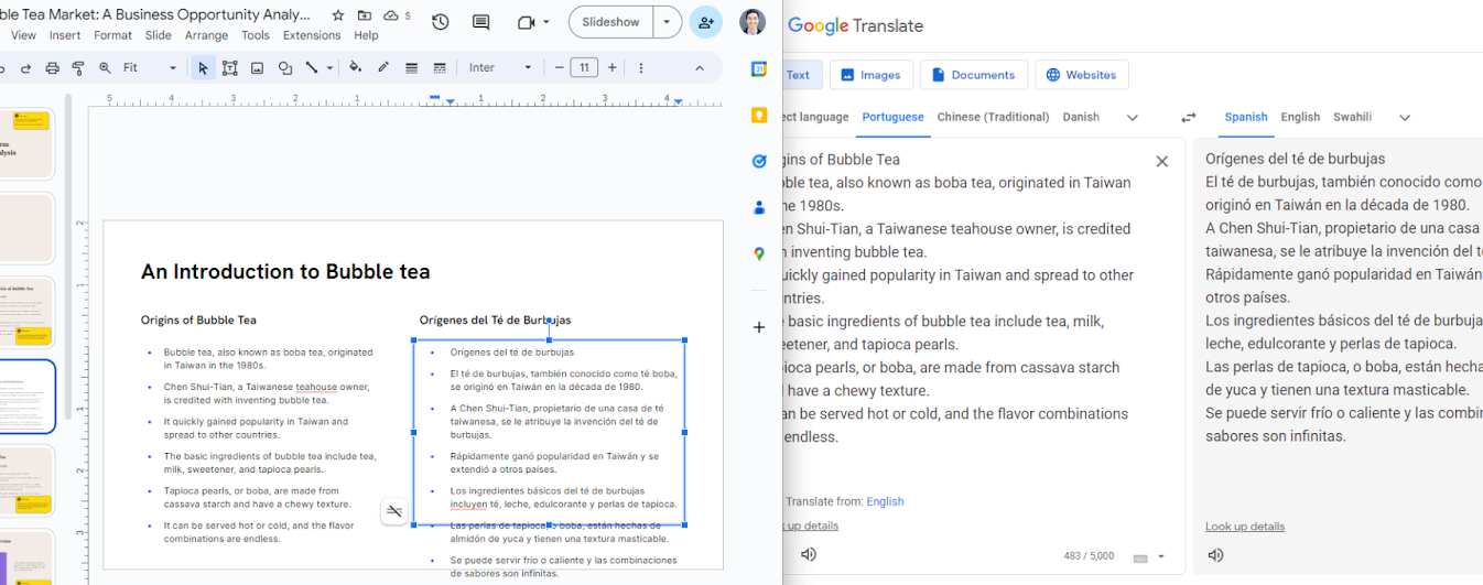 copy the text into google translate