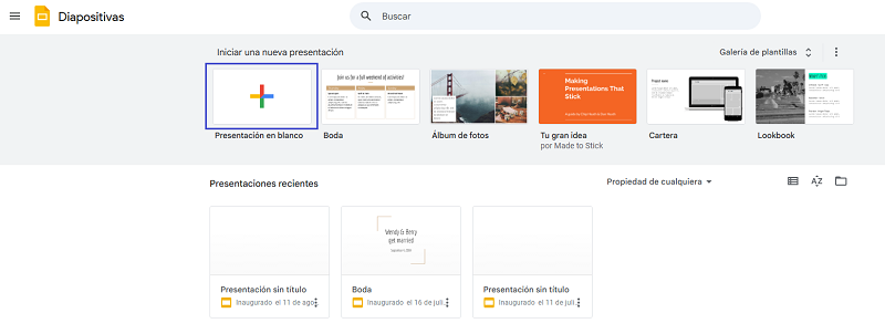 Crear una presentación de Google Slides en blanco