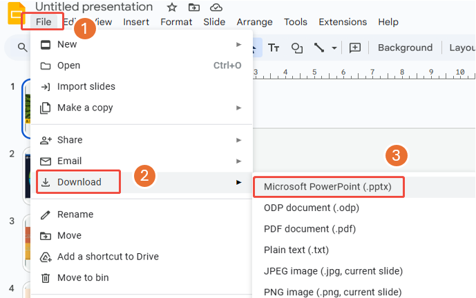 download to transfer google slides to powerpoint