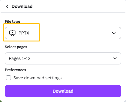download canva slides as pptx file