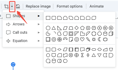 locate crop to find shape options