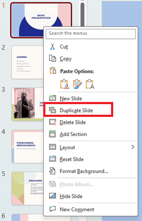 duplicate a slide in powerpoint