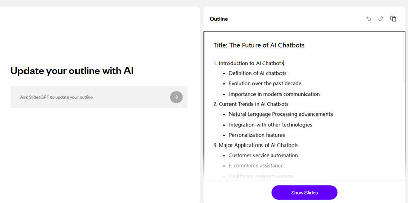 edit slide outline in slidesgpt