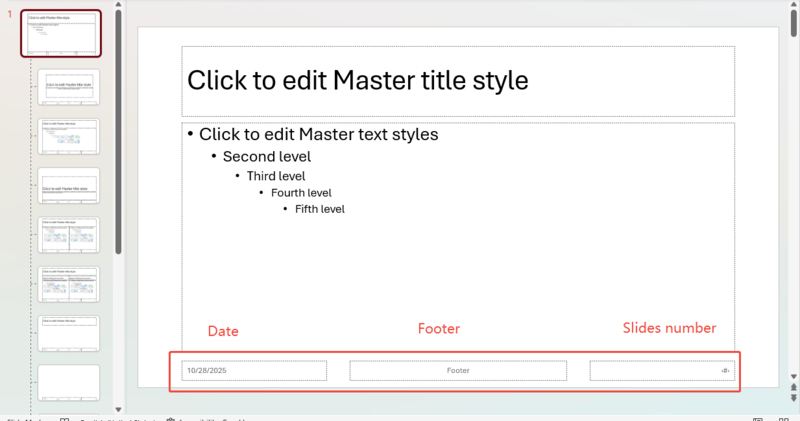 edit text defaults of powerpoint master slide