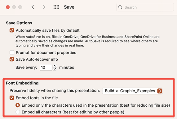 how to embed fonts in powerpoint for mac