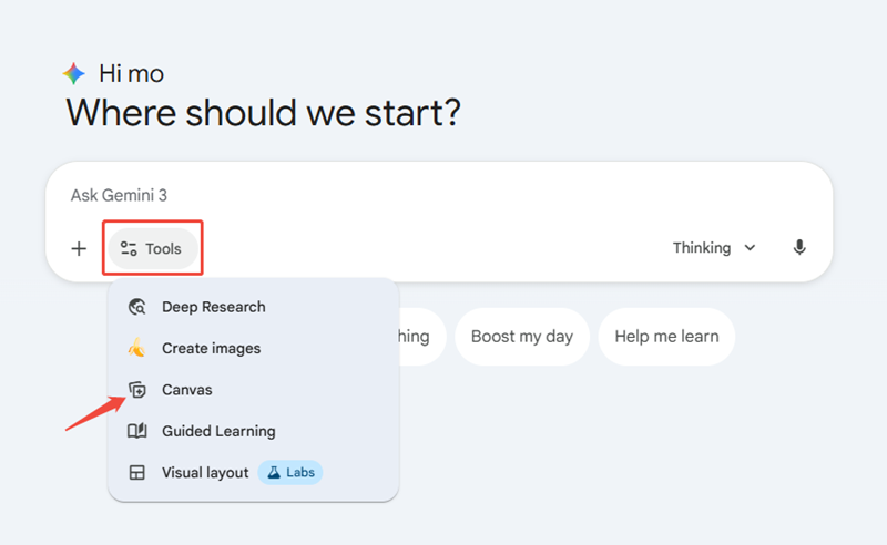 google gemini canvas