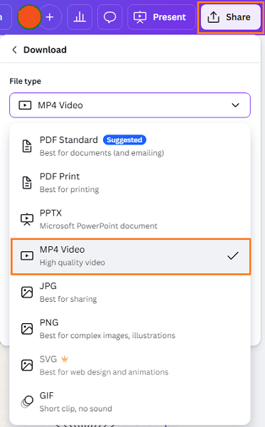 export ppt to video on canva