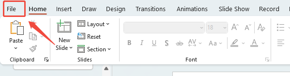 file tab in powerpoint