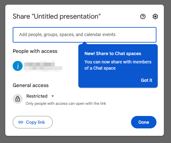 set the limitation of the google slides