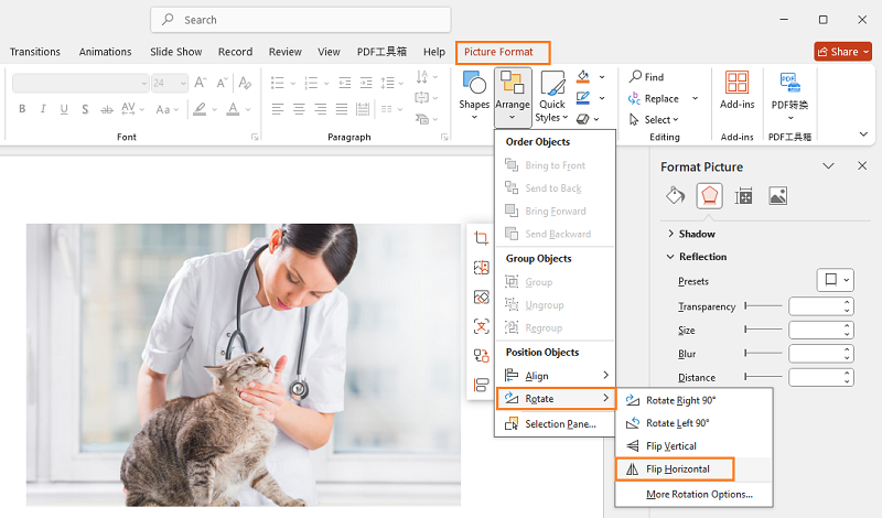 how to flip image in powerpoint