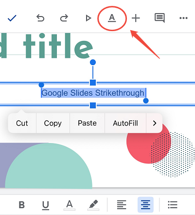 format menu on google slides app