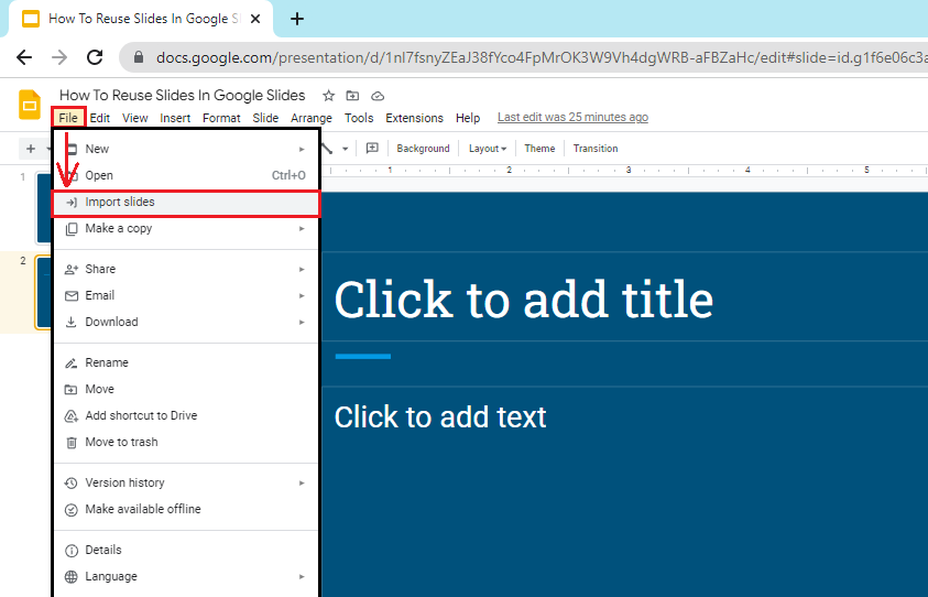 import slides to google slides