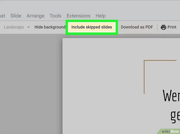 include skipped slides on google slides