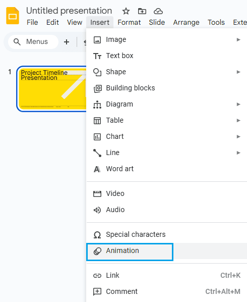 insert animation in google slides