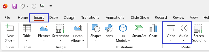 insert audio and video in powerpoint