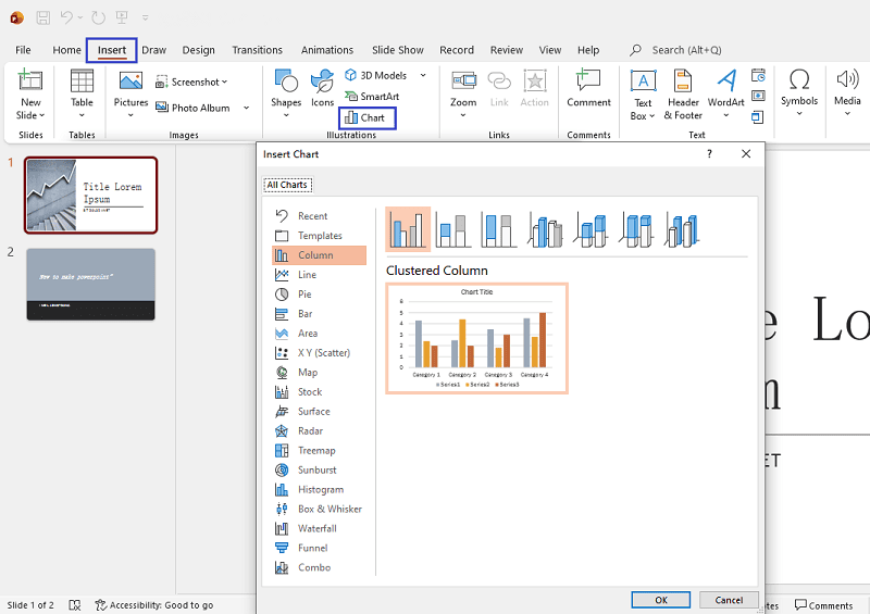 insert chart on powerpoint