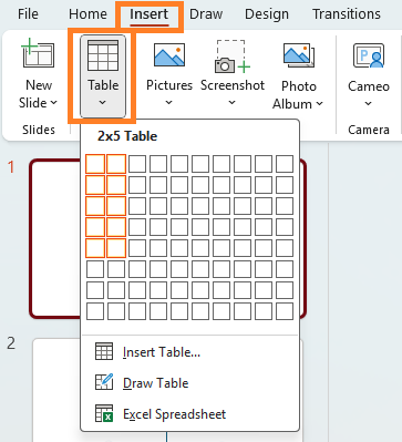 add ppt comparison table