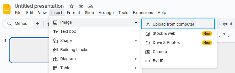 insert image on google slides