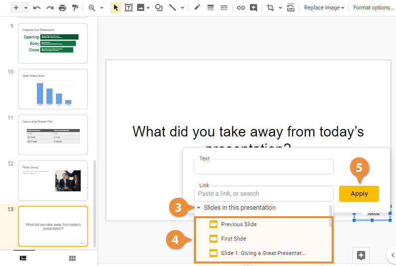 insert links to google slides