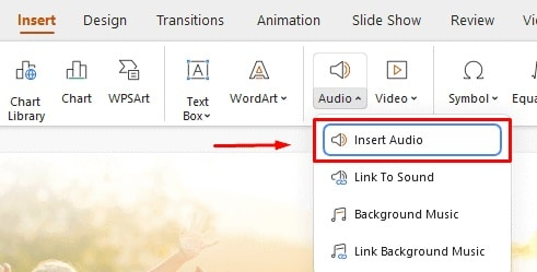 click insert audio on mac