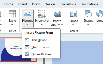 insert picutures in powerpoint