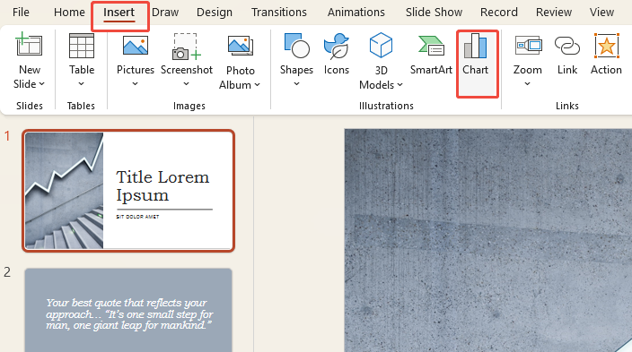 insert a pie chart in ppt